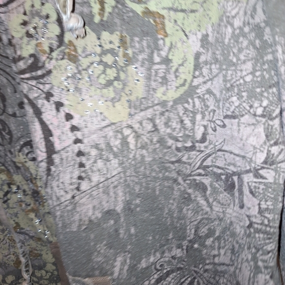 Dress Barn Floral Rhinestone Full Zip Hoodie XL - Picture 3 of 4